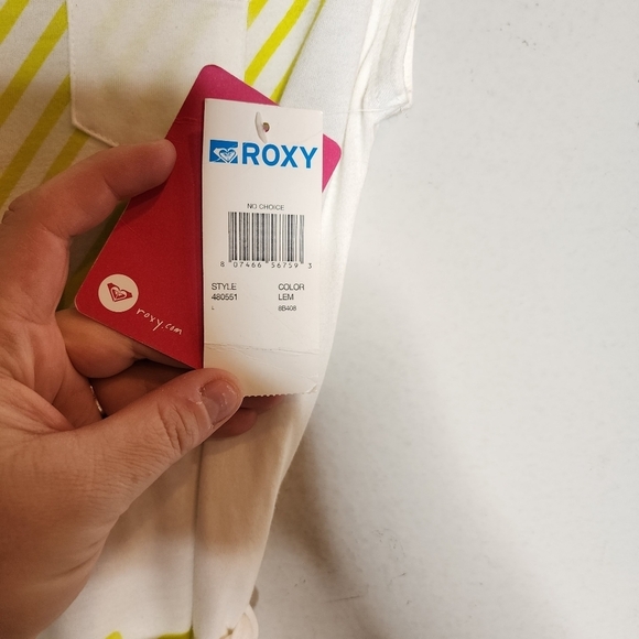 NWT Roxy Girls floral stripe lemon lime dress - Picture 8 of 16